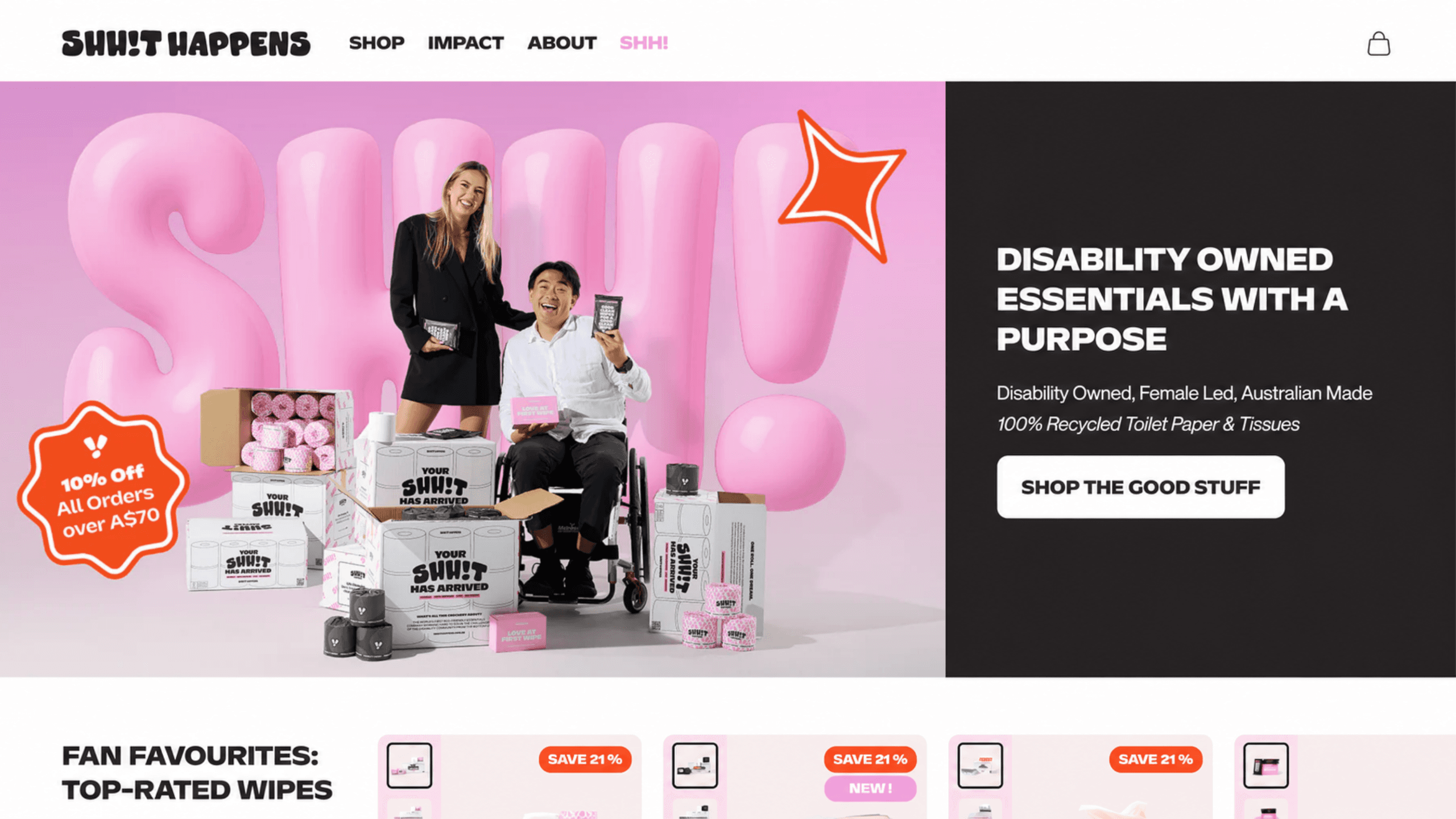 Site Shhh!t Happens réalisé par Tint Studio