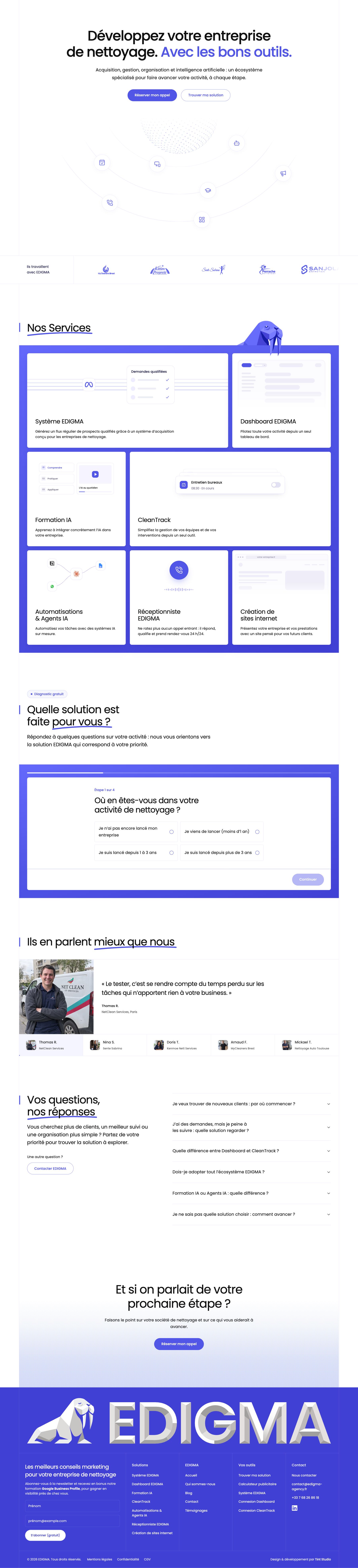 La page d'accueil du nouveau site d'EDIGMA